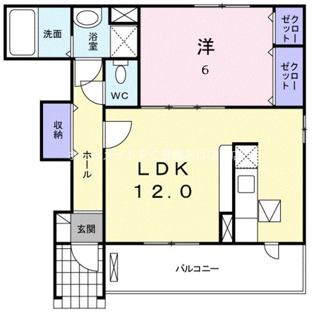 ヴィラプロムナ-ドB(1LDK/1階)の間取り写真