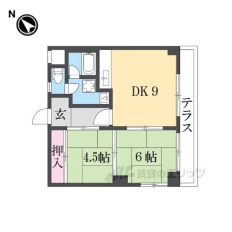 サンライズ成田(2DK/1階)の間取り写真
