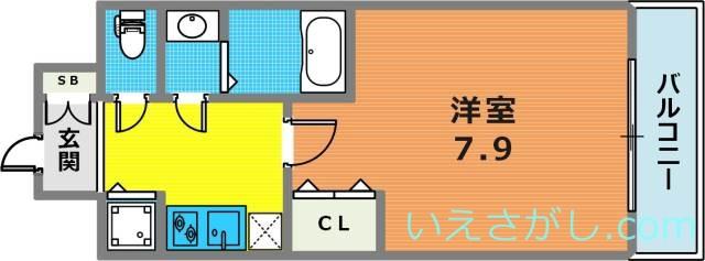 エスライズ新神戸II(1K/6階)の間取り写真