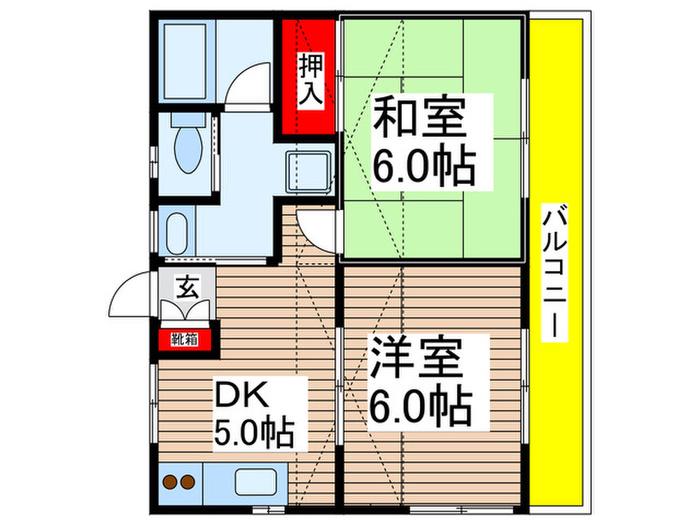 コーポイゲタ(2DK/2階)の間取り写真