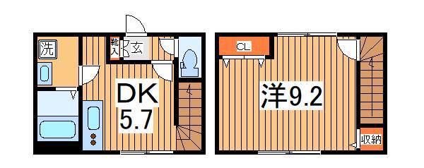 ヴィラホーム九番館(1K/1階)の間取り写真