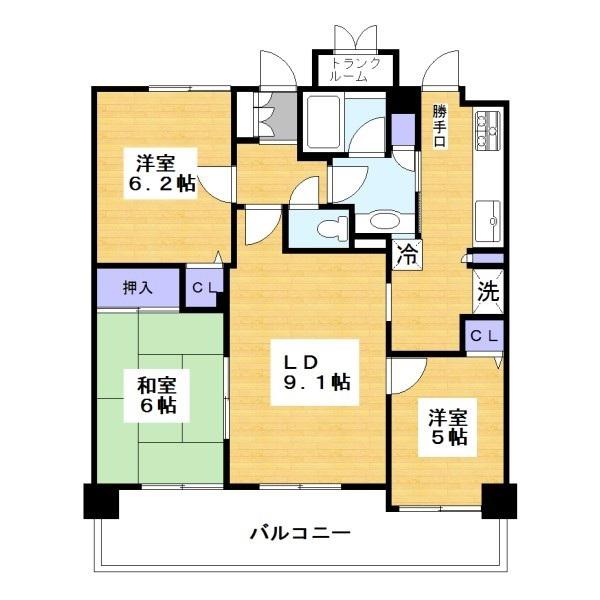 ダイアパレス草加ヴィラリゾート(3LDK/6階)の間取り写真