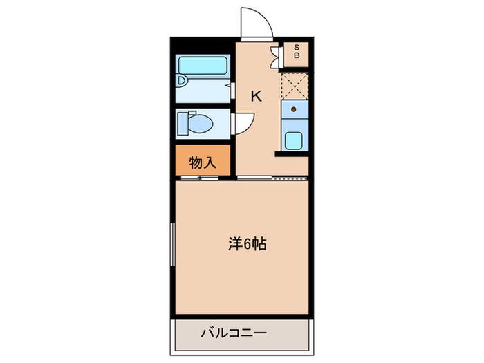 西明石ハイツ(1K/4階)の間取り写真
