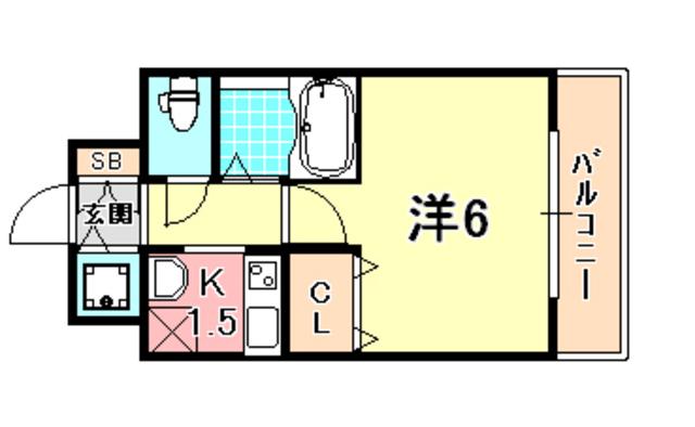 ウォームスヴィル神戸元町JP(1K/4階)の間取り写真