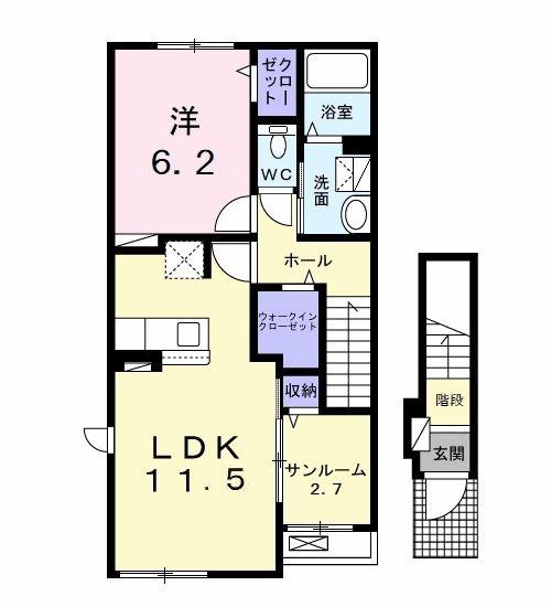 ルミエールA(1LDK/2階)の間取り写真