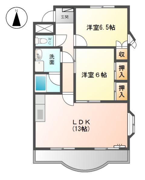 グレイススクエア(2LDK/3階)の間取り写真