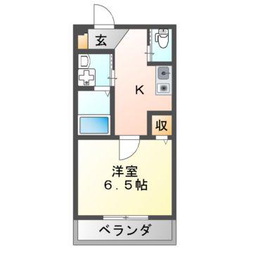 ヒルハイツ高鷲(1K/1階)の間取り写真