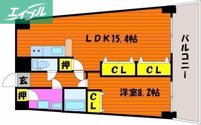 エクセルメゾン岡山(1LDK/5階)の間取り写真