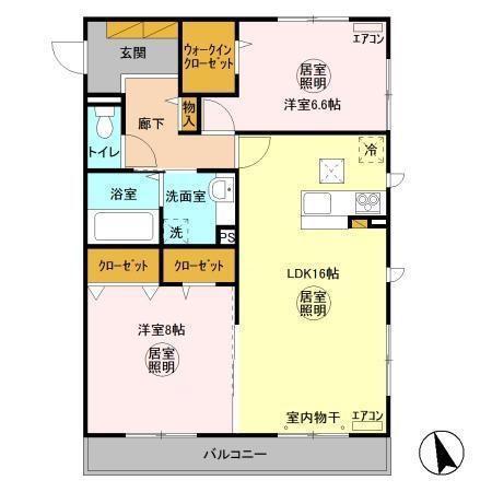 CASA EXE A(2LDK/1階)の間取り写真
