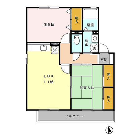 リシェスM B(2LDK/2階)の間取り写真