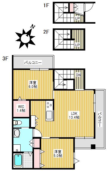 東京メトロ有楽町線 要町駅 徒歩8分 3階建 築3年(2LDK/3階)の間取り写真