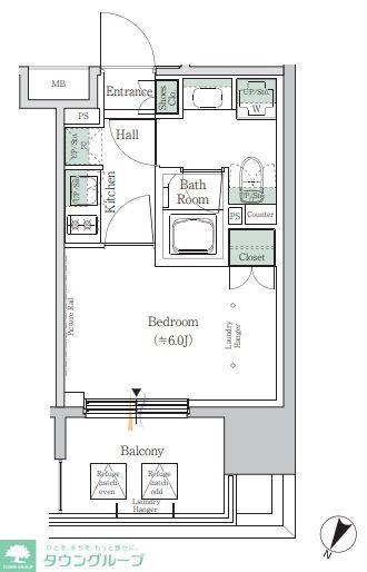 ONE ROOF RESIDENCE TAMACHI(1K/8階)の間取り写真
