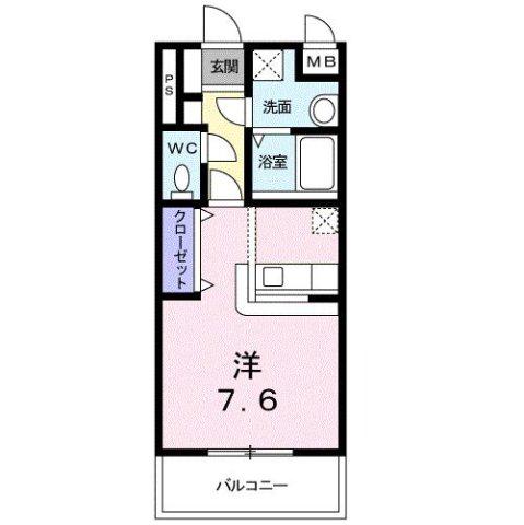 インター久留米SUR(1K/1階)の間取り写真