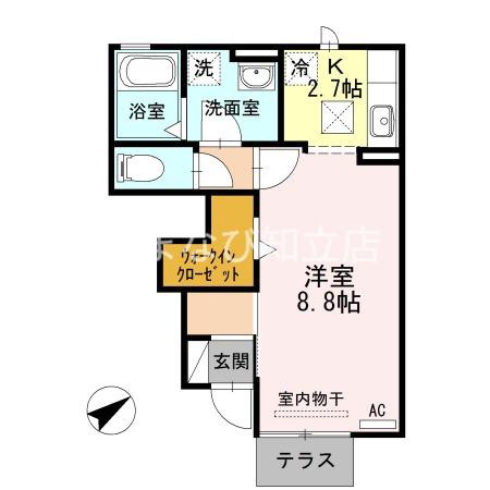 CHOU CHOU 橋目(1K/1階)の間取り写真