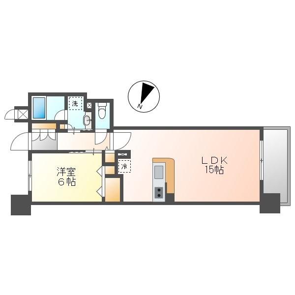 プレミスト豊崎シーアンドパークス(1LDK/15階)の間取り写真
