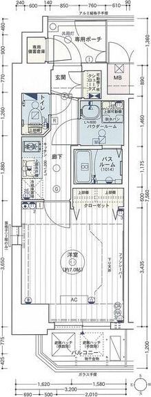 エステムコート名古屋新栄IIIグローリィ(1K/6階)の間取り写真