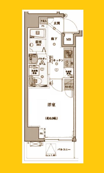 LIVCITY横濱末吉町(1K/6階)の間取り写真
