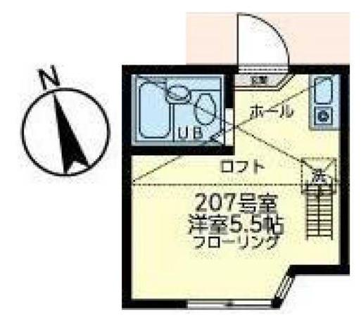 ユナイト南太田ケリースレーター(ワンルーム/2階)の間取り写真