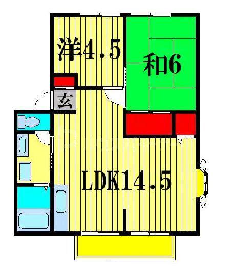 コーポラスクレストA(2LDK/2階)の間取り写真