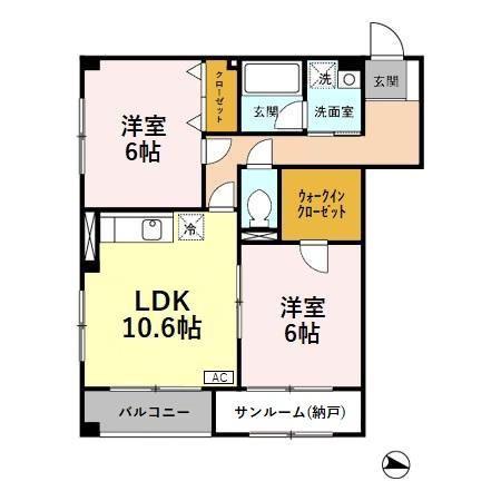 和太閤山(2LDK/1階)の間取り写真