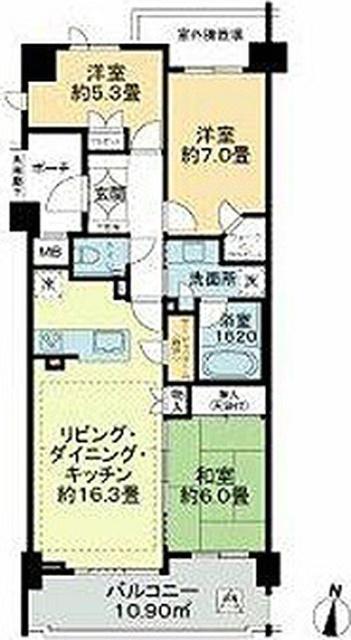 プラウド横濱ヒルトップ(3LDK/5階)の間取り写真