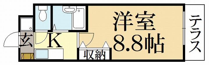 ハイツウェスティ(1K/1階)の間取り写真