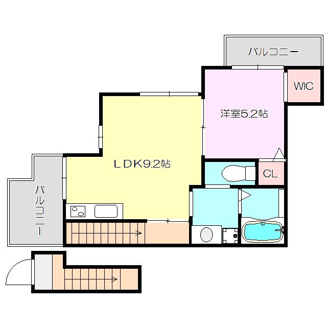 テラスハウス東淡路(1LDK/2階)の間取り写真