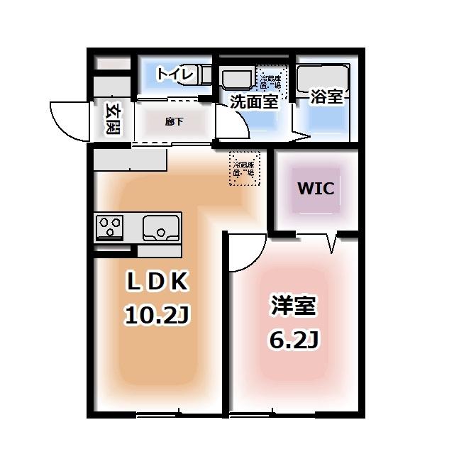 KOMOREBI GARDEN中田本町B(1LDK/1階)の間取り写真