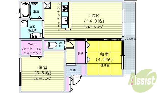 パストラルエント・岡町(2LDK/2階)の間取り写真