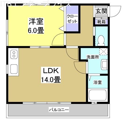 蜆塚ヴィラージュ(1LDK/2階)の間取り写真