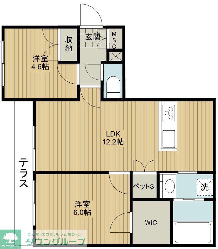 オリーブハウス新宿(2LDK/1階)の間取り写真