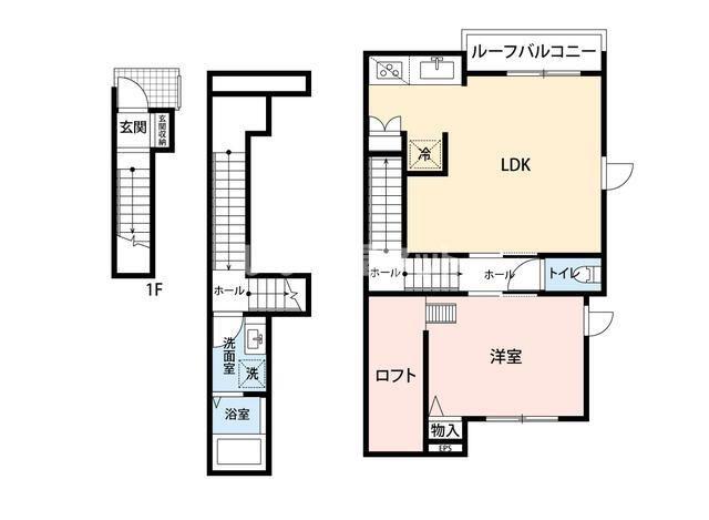 由比ヶ浜BASE(1LDK/2階)の間取り写真