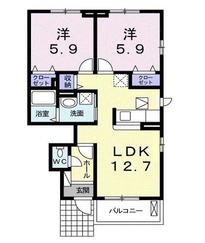 フルハウス(2LDK/1階)の間取り写真