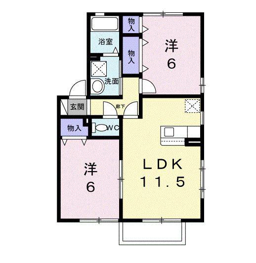 アベリアタウンB(2LDK/2階)の間取り写真