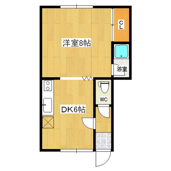 ネージュマンション(1DK/1階)の間取り写真