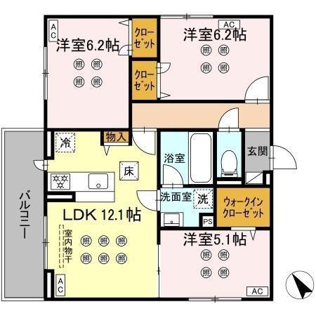 サリサ.L(3LDK/1階)の間取り写真