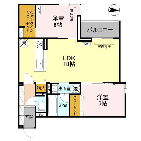 アルカサル(2LDK/2階)の間取り写真