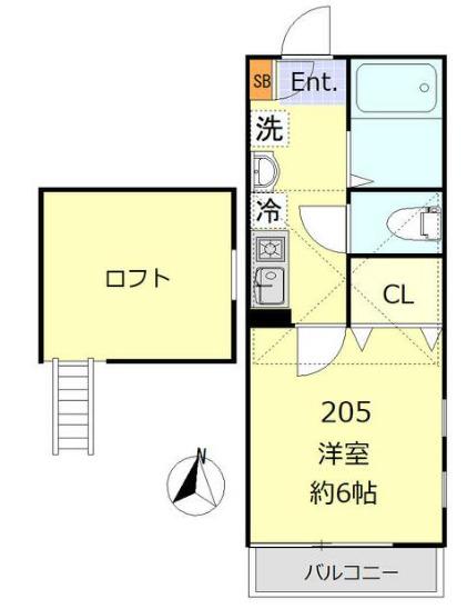 ヴィシェット三ツ沢(1K/1階)の間取り写真