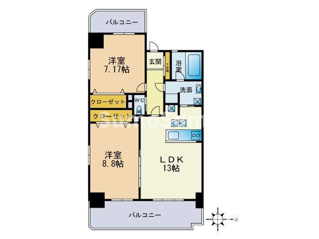 ハイネスエミュ21(2LDK/2階)の間取り写真