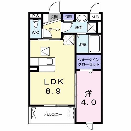 プラージュ(1LDK/1階)の間取り写真