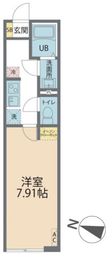 カインドネス相模大野Ⅲ(1K/1階)の間取り写真
