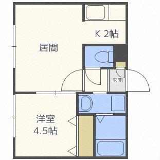 サンステージ宮の沢1-2(1LDK/4階)の間取り写真