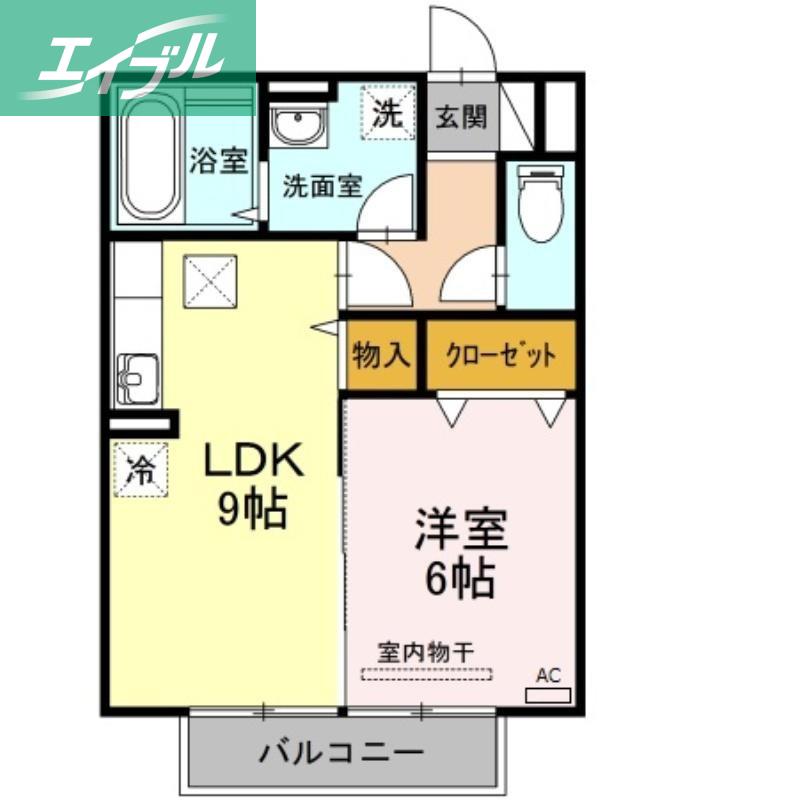 ステラA棟(1LDK/1階)の間取り写真