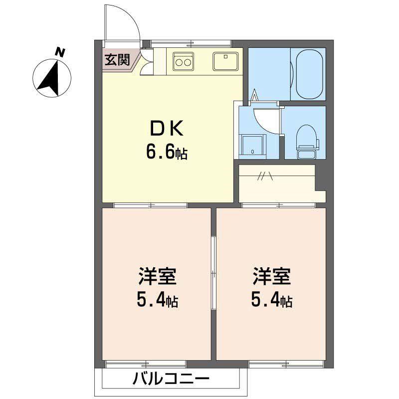 サンベルテ(2DK/2階)の間取り写真