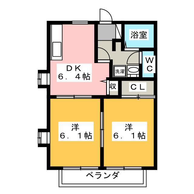 エスポワール西浦和(2DK/2階)の間取り写真