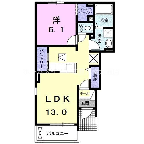 フローラ久保B(1LDK/1階)の間取り写真