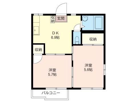 トミー ハイツ A(2DK/2階)の間取り写真