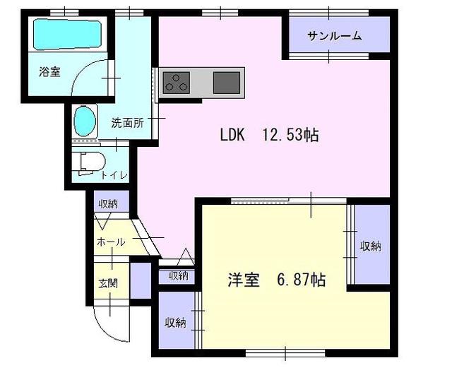 メルティ―テラスB(1LDK/1階)の間取り写真