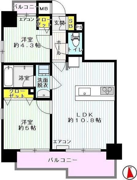 ゼクシア日野ステーションフロント(2LDK/8階)の間取り写真