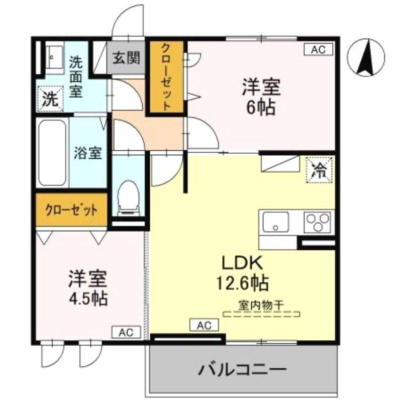 ユートリIII(2LDK/2階)の間取り写真
